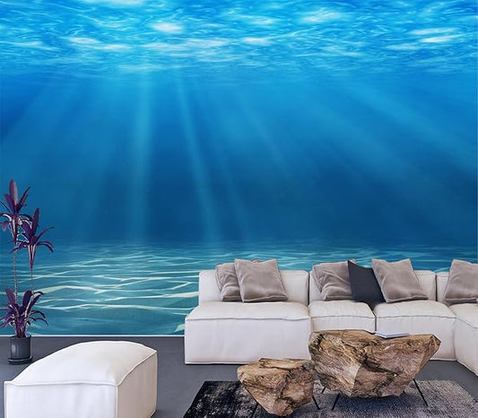 Cliouar-Waterfall in Underwater Light and Shadow Mural Wallpaper Peel and Stick 90" x 67"