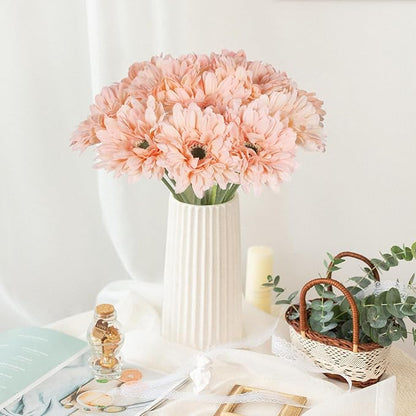 Artificial Gerbera Daisies Flowers Pink Silk Flowers Gerber Daisy Artificial 10PCS 17.7in Fake Daisies for Wedding Bridal Bouquet Party Home Kitchen Decor(Pink)
