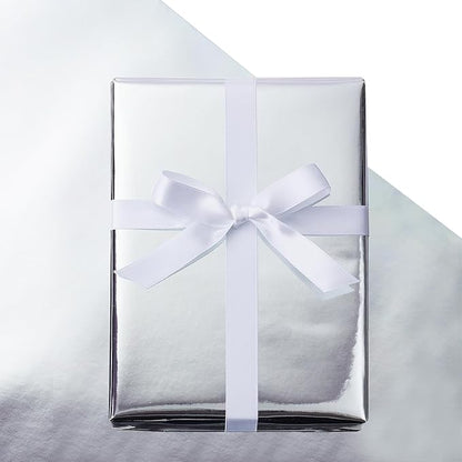 LeZakaa Silver Wrapping Paper Roll - Holographic Iridescent Wrapping Paper for Birthday, Valentine's, Mother's Day, Christmas, Holiday Party - 17 inches x 32.8 Feet (47.23 sq.ft.)