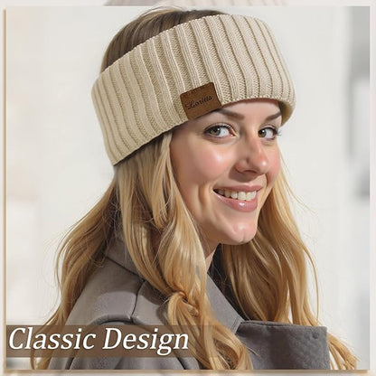 Loritta Womens Ear Warmers Headbands Winter Warm Fuzzy Cable Knit Head Wrap Fleece Lined Gifts