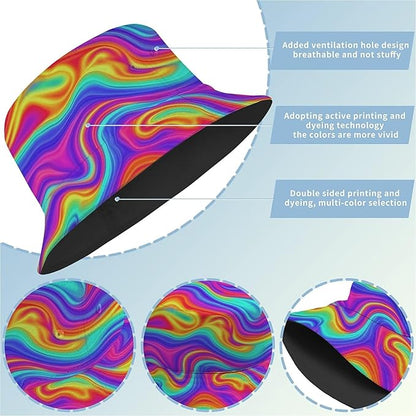Bucket Hat for Women Men Unisex Sun Cap Packable Outdoor Fisherman Hat Headwear,Reversible Double-Side-Wear