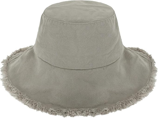 CHOK.LIDS Frayed Bucket Hats for Women Men Unisex Trendy Washed Cotton Floppy Wide Brim Boonie Outdoor Summer Beach Headwear