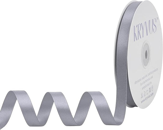 Gray Satin Ribbon, Double Faced 1/2 Inch X 50 Yards Gray Ribbon, Premium Satin Ribbon for Gift Wrapping, Crafts, Hair Bow Making, Sewing, Flower Bouquet, Wedding Party Decor