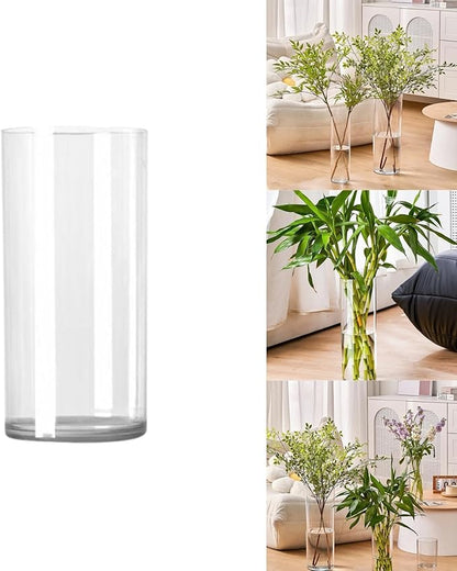 Clear Acrylic Flower Vase, Modern Unbreakable Decorative Cylinder Vase for Wedding Bouquets, Centerpieces, and Home Decor - 15cm Diameter, 20cm Height