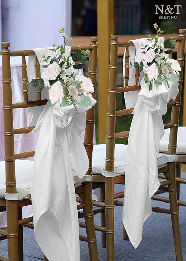 N&T NIETING Artificial Flowers 50pcs Real Touch White Flowers Artificial Roses for Decoration for DIY Wedding Bouquets Bridal Centerpieces Floral Shower Party Tables Home Arrangement