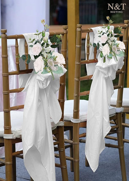 N&T NIETING Artificial Flowers 50pcs Real Touch White Flowers Artificial Roses for Decoration for DIY Wedding Bouquets Bridal Centerpieces Floral Shower Party Tables Home Arrangement