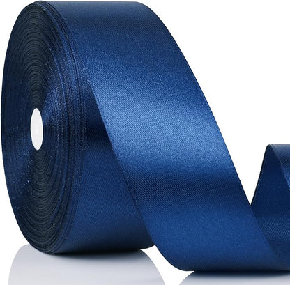 NESCCI 100 Yards Ribbon,1-1/2 Inch Dark Blue Satin Ribbon,Single Face Satin Ribbons, Perfect for Gift Wrapping,Wedding Decoration,Handmade Bows, Wrapping Bouquet and More
