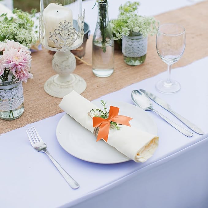 50 Counts Orange Twist Tie Bows 3.1" Pre-Tied Satin Ribbon Bow Decor Mini Twist Tie Bows for Gift Wrapping Treat Bags Cake Bridal Baby Shower Birthday Party Favors Wedding Decorations