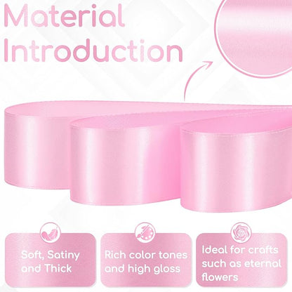Pink Satin Ribbon 1-1/2 Inch 30 Yards, Pink Ribbon for Flower Bouquet, Gift Wrapping, Crafts, Baby Shower, Christmas, Wedding and Eternal Flower