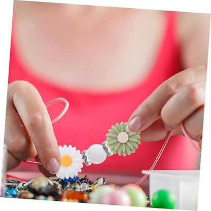OSALADI Flower Beads DIY Bracelet Making Kit for Round Spacer Loose Beads in Stable Vibrant Colors Cute Floral Charms for Handmade Jewelry Crafting