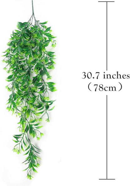 PASYOU Artificial Hanging Plant for Outdoor Decor, Fake Vine Faux Plants Plastic Ivy Leaves Foliage UV Resistant Greenery Flowers Home Garden Indoor Door Wall Wedding Party Decoration - Green 4 Pack