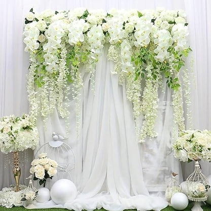 Artificial Wisteria Hanging Flowers Fake Wisteria Flower Garland Silk Vines Rattan Decor for Home Wedding Arch Wall Garden Greenery Bedroom Outdoor Office Party Decoration (36, White)