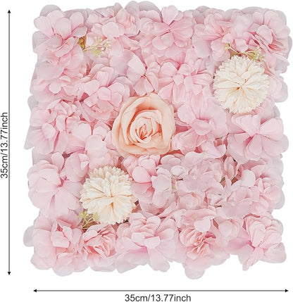 16Pcs Artificial Flower Wall Panel 3D Floral Backdrop Walls13.7 X 13.7" Light Pink Flower Wall Decor Panel Flower Backdrop for Party Home Background Decor