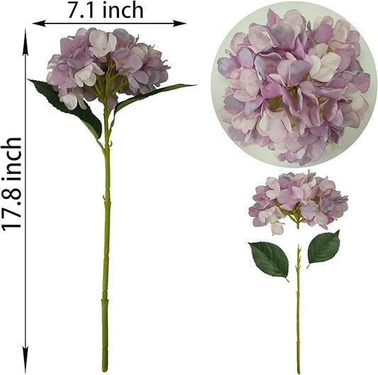 Light Purple Hydrangea Artificial Flowers,10 Pcs Faux Light Purple Hydrangea Flowers,Artificial Hydrangeas Flowers with Stems,Fake Hydrangeas with Stems for Home Decor