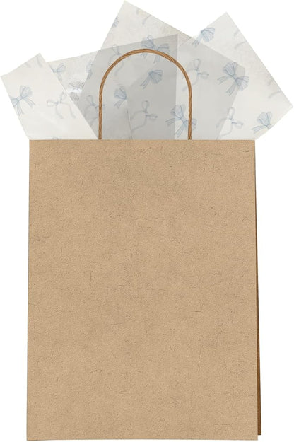 Pro Supply Global Blue Bows Printed Tissue Paper for Gift Bags or Boxes and Wrapping - Bulk Decorative Art Tissue Paper for Packaging and Gifting | 24 Sheets 20" x 30"