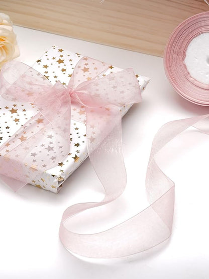 2 Roll Pink Organza Ribbon 2 Inch for Wedding, Gift Wrapping, Invitations, Party Decoration, Crafts