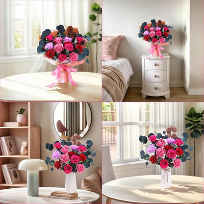 Lovenfold Flowers for Delivery Birthday Flowers Gift for Her,Preserved Flowers Bouquet 12 Roses Mixed Bouquet,Rose Gifts for Women Mom Grandma(Mixed 12 Reddish-A Roses)