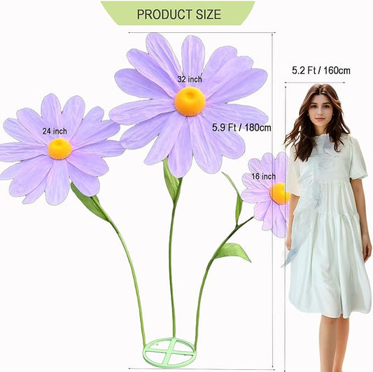 Large Daisy Flowers Artificial,5.9 Ft Giant Paper Flower Decoration,Big Flowers Decor for Birthday Party,Garden,Office,Home,Wedding,Graduation,Shop Window Display(Purple)