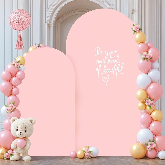 Dusty Rose Arch Backdrop Covers - 7.2FT, 6FT Spandex Fitted Wedding Arch Stand Covers Round Top Chiara Stretchy Arch Backdrop Cover for Wedding Birthday Party Decoration