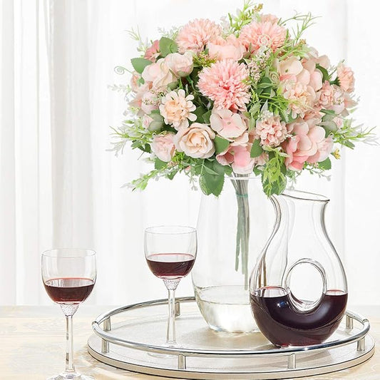 Nubry 3pcs Artificial Flowers Bouquet Fake Peony Silk Hydrangea Wildflowers Arrangements with Stems for Wedding Home Centerpieces Decor (Light Pink)