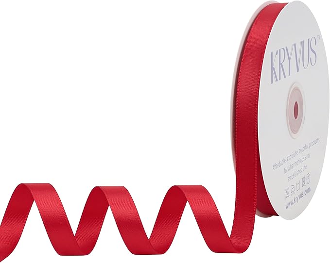 Premium Double Faced Satin Ribbon, 1/2 Inch X 50 Yards, Red, Perfect for Gift Wrapping, Crafts, Wedding Decor