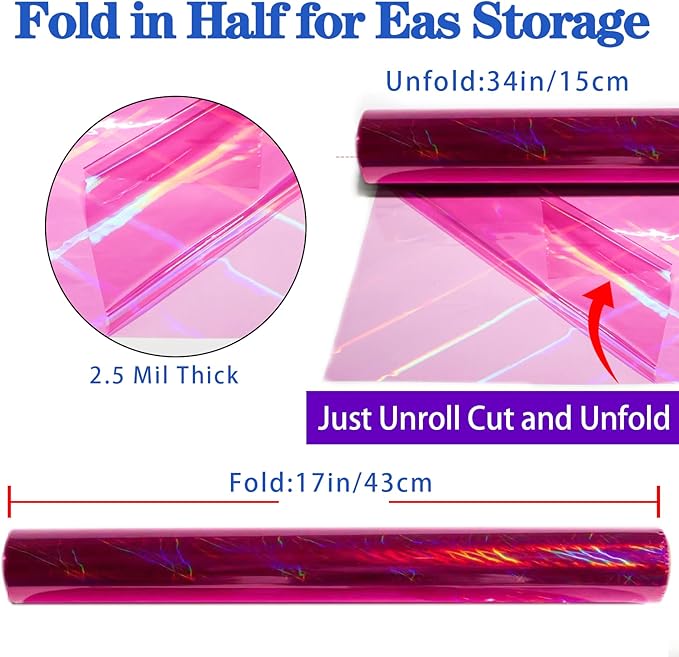 CMFYHM Iridescent pink Cellophane Wrap Roll I 34 In Wide X 50 Ft Long I Colorful Cello Perfect For Baskets,Gifts, Treats,Birthday Holiday Wedding Floral, Party Arts Crafts Decoration (pink)