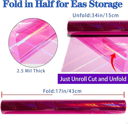 CMFYHM Iridescent pink Cellophane Wrap Roll I 34 In Wide X 50 Ft Long I Colorful Cello Perfect For Baskets,Gifts, Treats,Birthday Holiday Wedding Floral, Party Arts Crafts Decoration (pink)