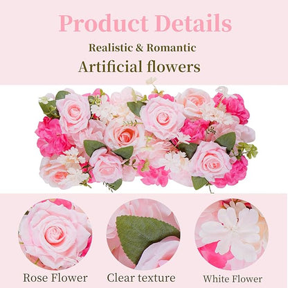 Flower Centerpieces for Tables - 10 Pack Wedding Arch Artificial Flowers Pink Arrangements Center Piece for Reception, Living Room, Kitchen, Dining Table Runner Decorations(20.5 * 9.4''/52 * 24cm)