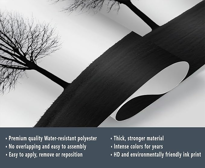 KIREUPA Minimalist Tree Wall Mural, Elegant Tree Silhouette Poster 3d Wall Murals, Modern Forest Wallpaper Mural, for Living Room Bedroom Large Wallpaper Indoor Decor 197" W x124.8 H