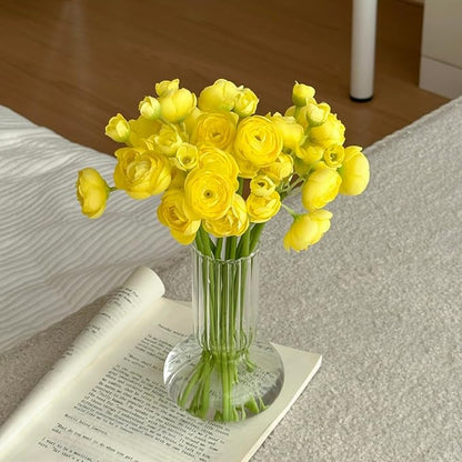 ASTRYAS 18Pcs Ranunculus Artificial Flowers, Yellow Faux Silk Mini Peony Flowers Fake Peonies Wedding Flowers DIY Bouquet for Centerpieces Arrangements Bridal Shower Decorations