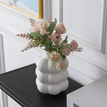 Ceramic Vase, Modern Dried Flower Vase, White Vase with Raised Dots, Boho Home Decor for Centerpiece Wedding Dinner Table Party Living Room Office Bedroom, Housewarming Gift