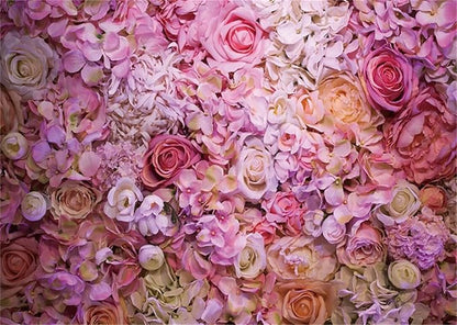 8x6ft Vinyl XMJJKUF Pink Floral Backdrop Flower Colorful Wedding Ceremony Girls Bridal Shower Background Birthday Party Decortaions Banner Portrait Photo Shoot Props