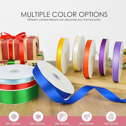 100 Yards 3/8 inch Satin Ribbon, Fabric Ribbon Solid Color Perfect for Gift Wrapping, Wedding, Handmade Bows, Floral Bouquets and Party Decoration(Pink)