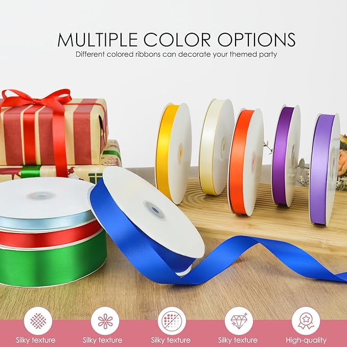 100 Yards 1 inch Satin Ribbon, Fabric Ribbon Solid Color Perfect for Gift Wrapping, Wedding, Handmade Bows, Floral Bouquets and Party Decoration(Pink)