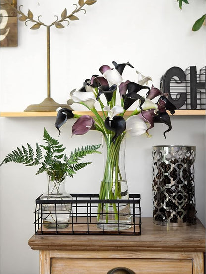 FiveSeasonStuff Real Touch Calla Lily Artificial Flowers Wedding Bridal Bouquet | Floral Arrangements | 15 Calla Lilies (Midnight Black)
