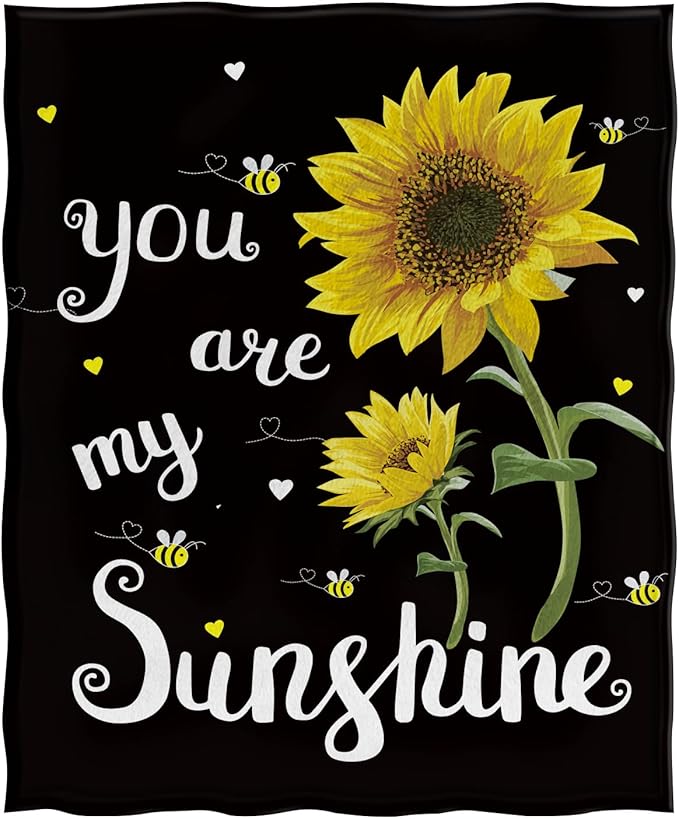 Jekeno Sunflower Gifts Blanket for Women Girls, Sunflowers Throw Gifts for Sunflower Lovers Adult Kids, You are My Sunshine Gift Blanket for Home Bed Couch
