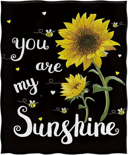 Jekeno Sunflower Gifts Blanket for Women Girls, Sunflowers Throw Gifts for Sunflower Lovers Adult Kids, You are My Sunshine Gift Blanket for Home Bed Couch