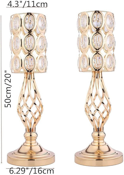 Set of 10 Metal Crystal Wedding Centerpiece Vases for Tables, 20in Silver Trumpet Flower Vase Stands for Wedding Party Reception Dining Room Living Room Décor
