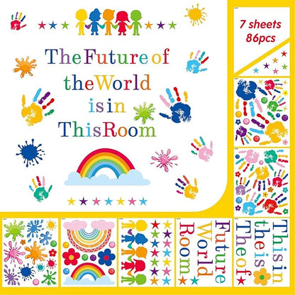 Inspirational Wall Decals for Kids Motivational Classroom Decor with Removable Quotes The Future of The World is in This Room Peel and Stick Wall Stickers Bedroom Nursery School Playroom