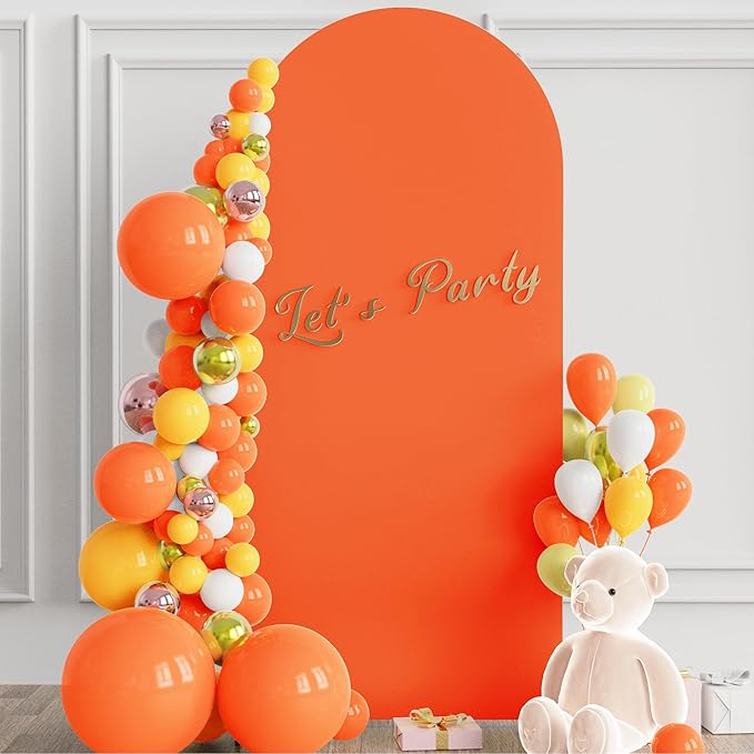 Wokceer 6FT Wedding Arch Backdrop Cover Spandex Fitted Wedding Stand Covers Round Top Chiara Arch Backdrop Cover for Birthday Party Ceremony Banquet Decoration OrangeRed