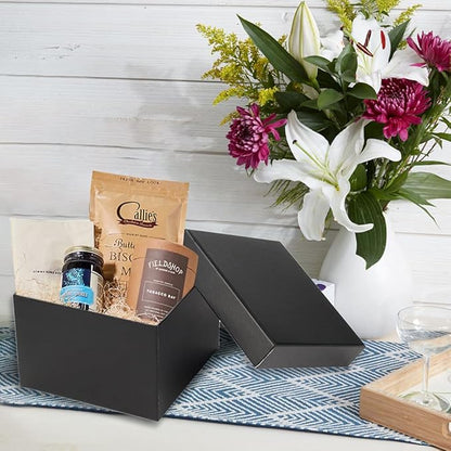 Briful Square Gift Boxes with Lids Set of 4 Black Gift Box Assorted Sizes Nesting Gift Boxes for Presents Birthday Bridesmaid Wedding Valentines Christmas Party Favor Boxes