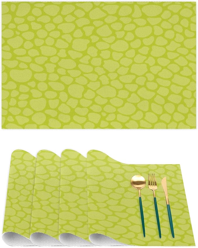 Sage Green Modern Placemats Set of 6 PVC Vinyl Non Slip Table Mats Waterproof Heat Resistant Place Mats Washable Wipeable Dining Table Mat for Kitchen Party Farmhouse Indoor Outdoor Decorative