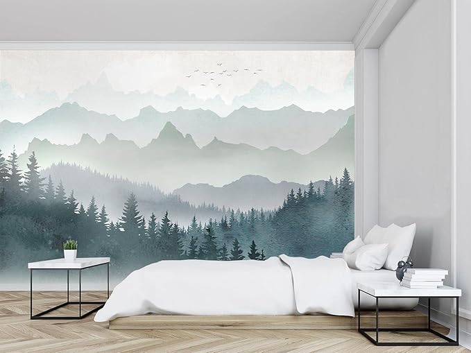 Cliouar-Mountain Peaks Woods Bedroom Living Room Decoration Mural Wallpaper 182" x 122"(Not Self-Adhesive)