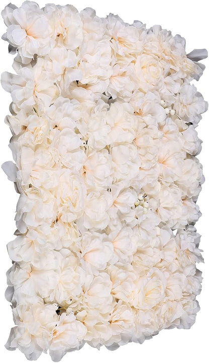 16"x 24" Artificial Flower Wall Panels, Silk Flower Panels for Outdoor Garden Backyard Fence Privacy Screen and Indoor Wall Decor (6Pcs Champagne)