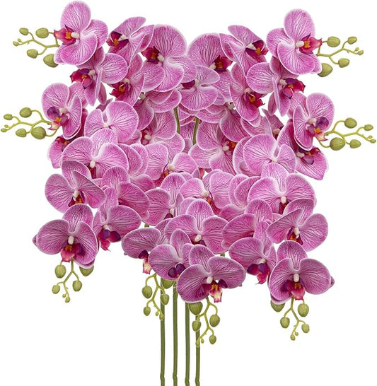 30 Inch Fuchsia Orchids Artificial Flowers Real Touch Phalaenopsis Spray Artificial Orchid Stems with 12 Flowers Fake Moth Tall Faux Flowers Arrangement for Home Decor, Party Wedding Decoration