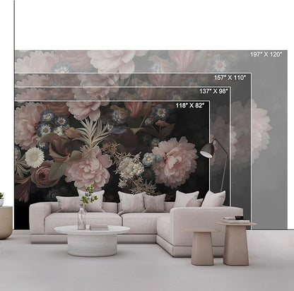 Floral Wall Murals Peel and Stick murals Removable Waterproof Large Wallpaper for Living Room Bedroom (Color-1, 118×82 inch)