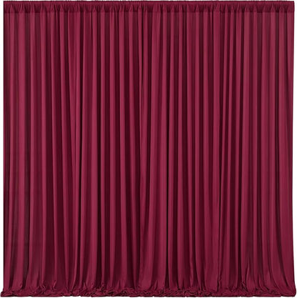 Burgundy Backdrop Curtain 10 Panels-Wrinkle-Free Burgundy Curtains Polyester Photography Drapes for Baby Shower Birthday Party Photo Background Backdrop Stand- 40 X10FT