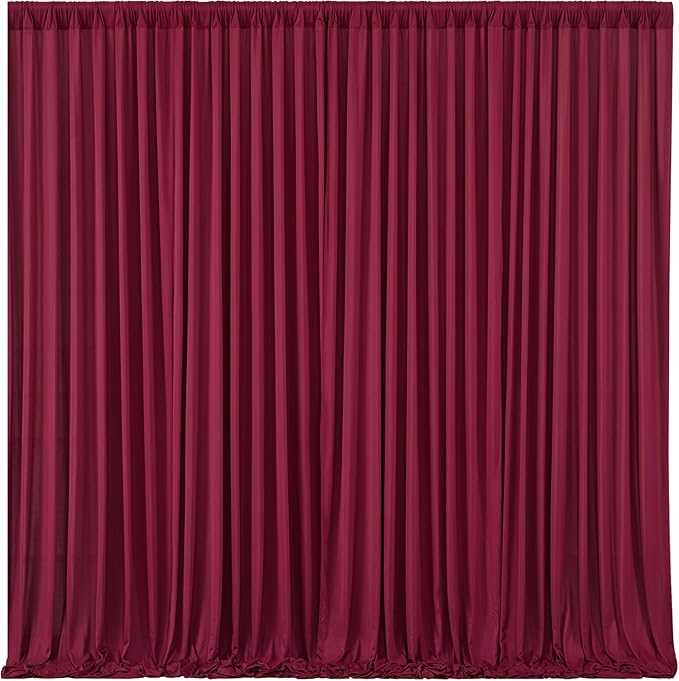 Burgundy Backdrop Curtains 6 Panels - Wrinkle-Free Polyester Photography Drapes for Baby Shower & Birthday Party - 24 X 10FT