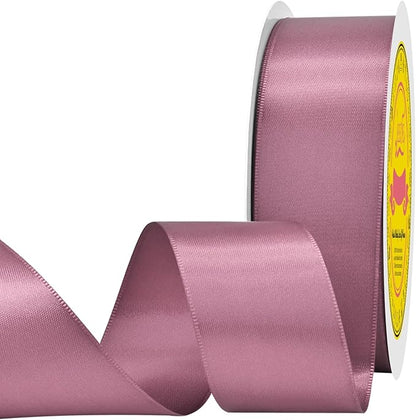 Double Face Rose Mauve Satin Ribbon 1-1/2 inch X 50 Yards Polyester Rose Mauve Ribbon for Gift Wrapping Very Suitable for Weddings Party Hair Bow Invitation Decorations and More