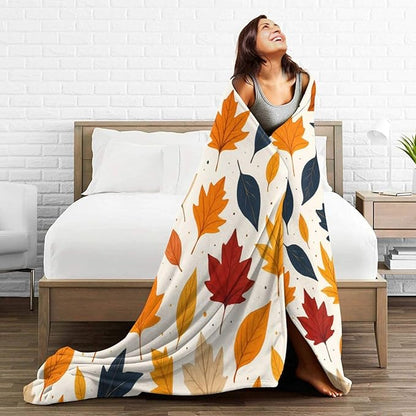Fall Blanket Autumn Maple Leaf Throw Blanket Fall Soft Cozy Fleece Fuzzy Stuffed Plush Flannel Gifts for Girls Women Boys Kids Adults 40''x50''